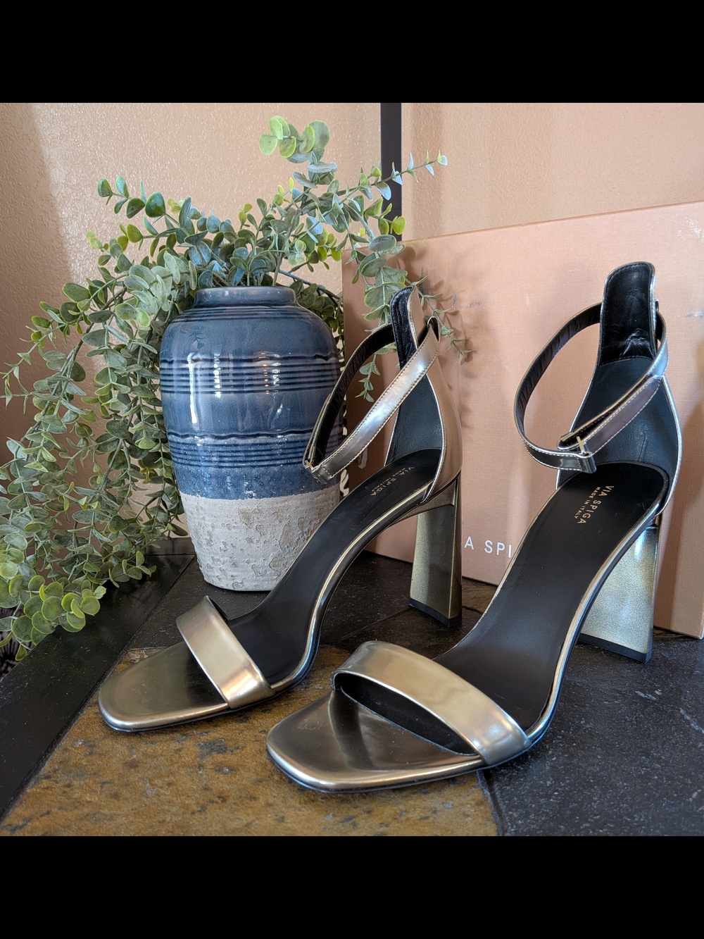 NWT! Via Spiga Metallic Heels Size 10